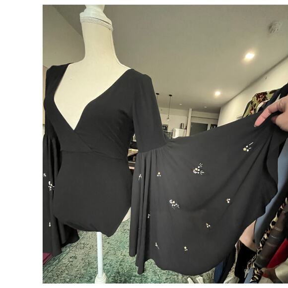 Lost Ink Celestial Black Bodysuit Moon Stars Dark Romance Whimsigoth Size 6 $78 - Picture 15 of 16